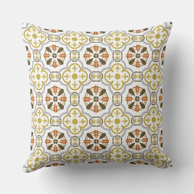 Mustard Orange Alhambra Throw Pillow (Back)