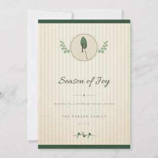 Mustard Pine Laurel Monogram Christmas Card