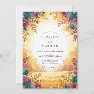 Mustard Plum Foliage Eucalyptus Wedding Invitation