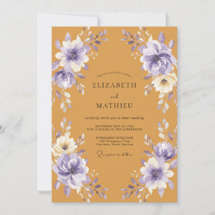 Mustard Purple Botanical Wedding Invitation