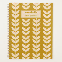 Mustard Retro Vibe Leaf Motif Monogramme
