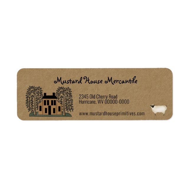 Mustard Saltbox House Editable Return Address (Front)