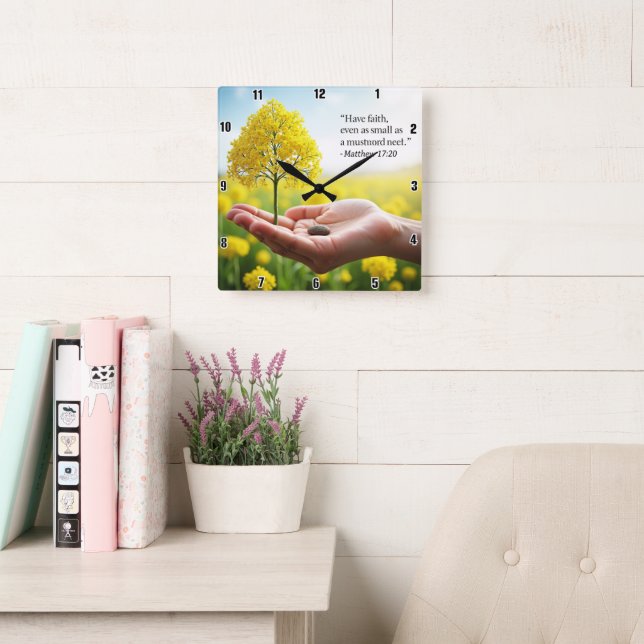 Mustard Seed: Faith's Simple Truth Square Wall Clock (Reading Room)
