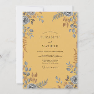Mustard Slate Foliage Eucalyptus Wedding Invitation