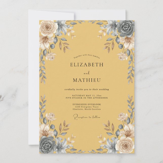 Mustard Slate Painted Wedding Invitation (Front)