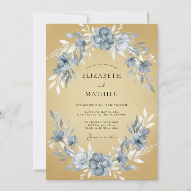 Mustard Slate Watercolor Wedding Invitation (Front)