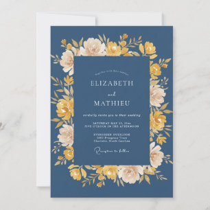 Mustard Slate Wreath Wedding Invitation