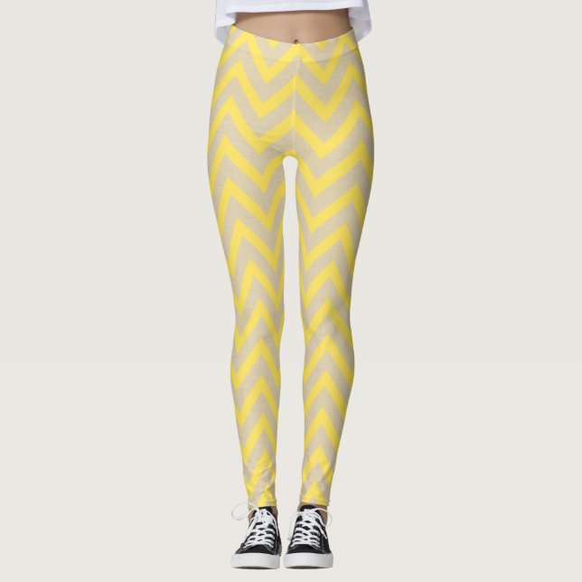 Mustard Spice Moods Chevrons Leggings (Front)