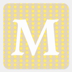 Mustard Spice Moods Dots with Monogram Initial Square Sticker