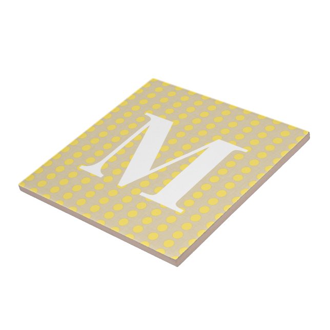 Mustard Spice Moods Dots with monogram Tile (Side)