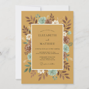 Mustard Succulent Desert Eucalyptus Wedding Invitation