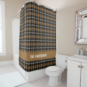Mustard tartan modern rustic personalized shower c