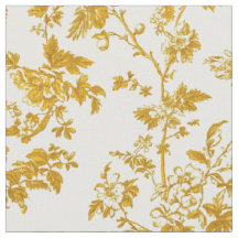 Mustard Toile Floral Vines