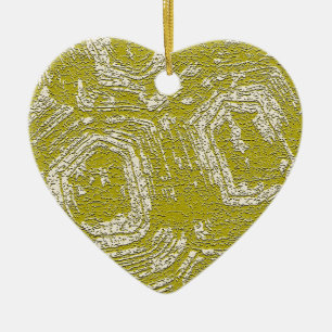 Mustard Tortoise Shell abstract print by LeahG Ceramic Ornament