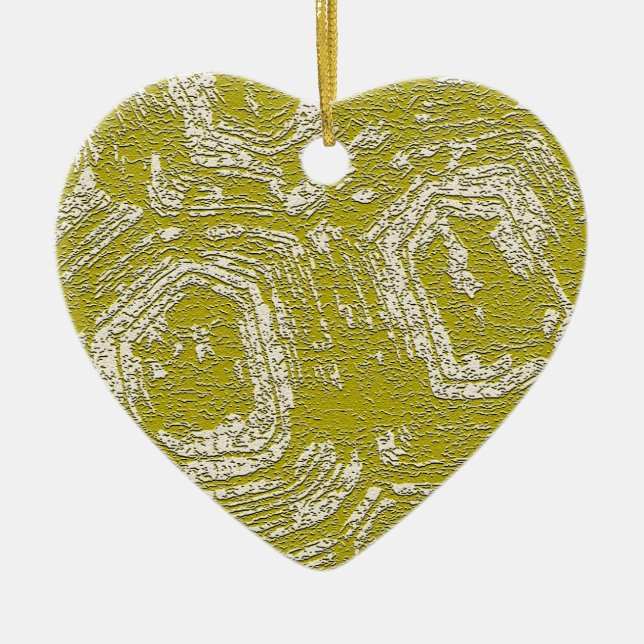 Mustard Tortoise Shell abstract print by LeahG Ceramic Ornament (Front)