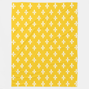 Mustard Victorian Fleur de Lys Fleece Blanket