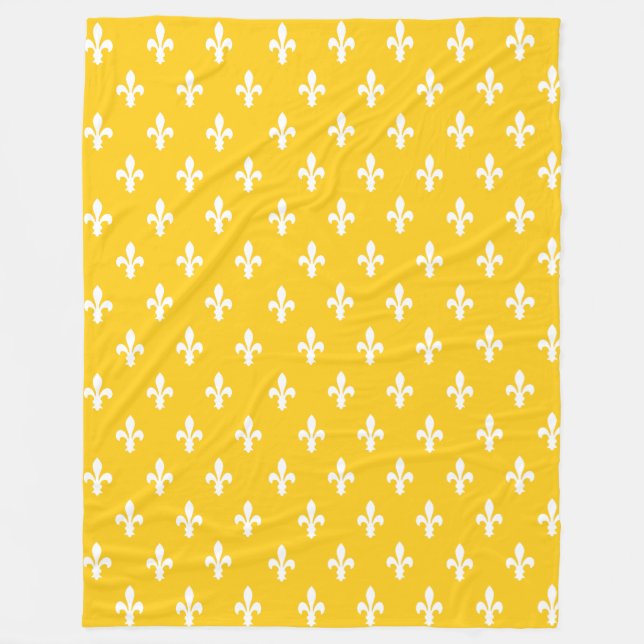 Mustard Victorian Fleur de Lys Fleece Blanket (Front)