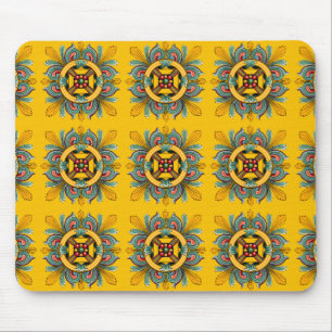 Mustard Victorian Tile Design Mouse Pad