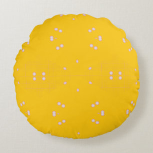 Mustard with white dots round pillow