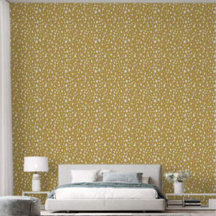 Mustard Yellow and White Abstract Dots Wallpaper