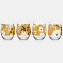 Mustard Yellow and White Botanical Floral