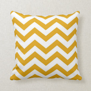 Mustard Yellow and White Chevron Throw Pillow