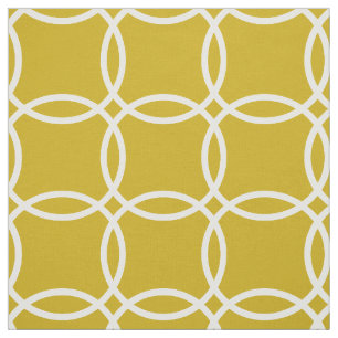 Mustard Yellow and white Geometric Pattern Fabric