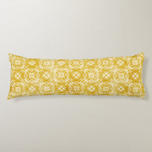 Mustard Yellow and White Lace Overlay Body Pillow