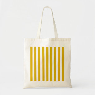 Mustard Yellow and White Vertical Stripes Tote Bag
