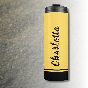 Mustard Yellow Black Elegant Minimal Customized Thermal Tumbler