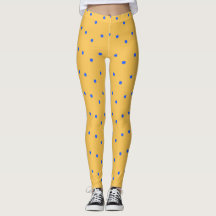 Mustard Yellow & Blue Polka Dot Leggings