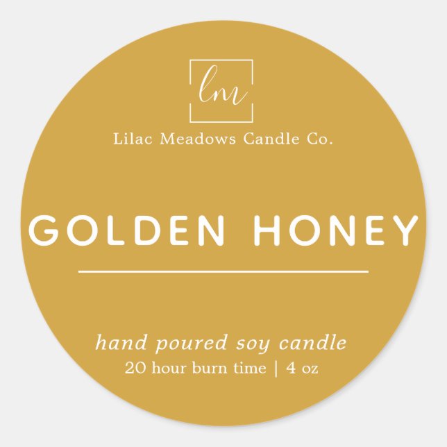 Mustard Yellow Boho Round Candle Label (Front)