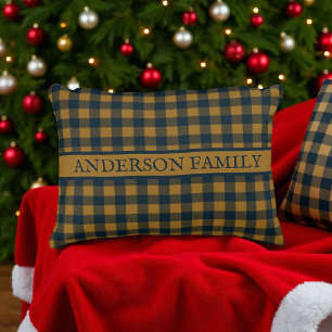 Mustard Yellow Buffalo Plaid Rustic Pattern Decor Accent Pillow