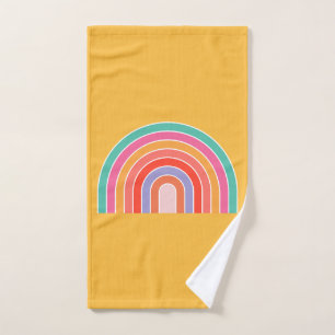 Mustard Yellow Colorful Rainbow Bath Towel Set
