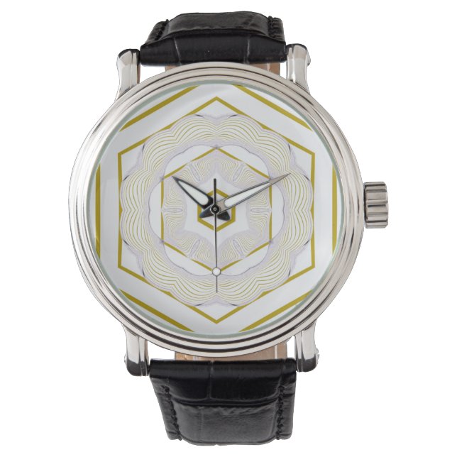 Mustard Yellow Cream Mid Century Modern Watch (Front)