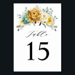 Mustard Yellow Floral Sage Greenery Modern Wedding Table Number<br><div class="desc">Modern elegant spring / midsummer wedding table number features a bouquet of soft watercolor mustard yellow roses / peonies with greenery lush green leaves / botanical leaves / eucalyptus / succulents. Please find more matching designs and variations from my "blissweddingpaperie" store. And feel free to contact me for further customization...</div>