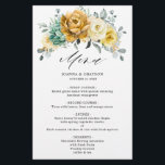 Mustard Yellow Floral Sage Greenery Wedding Menu<br><div class="desc">Modern elegant spring / midsummer wedding menu features a bouquet of soft watercolor mustard yellow roses / peonies with greenery lush green leaves / botanical leaves / eucalyptus / succulents. Please find more matching designs and variations from my "blissweddingpaperie" store. And feel free to contact me for further customization or...</div>