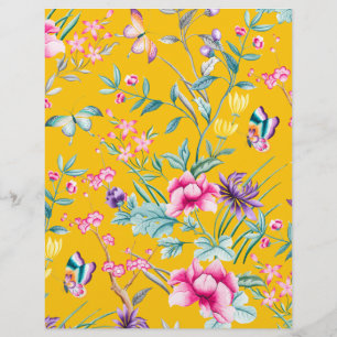 Mustard Yellow Flowers Scrapbook Paper