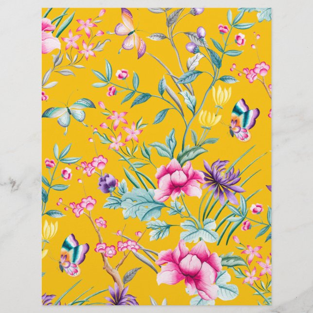 Mustard Yellow Flowers Scrapbook Paper (Front)