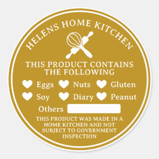 Mustard Yellow Food Allergy Alert Bakery Sticker