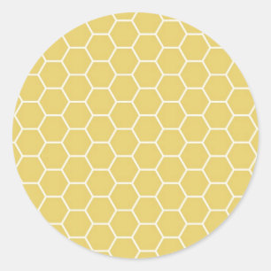 Mustard Yellow Geometric Honeycomb Hexagon Pattern Classic Round Sticker