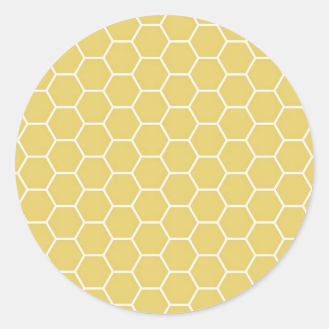 Mustard Yellow Geometric Honeycomb Hexagon Pattern Classic Round Sticker (Front)