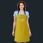Mustard Yellow Homemade with Love Your Kitchen Apron<br><div class="desc">Let's get baking. Customize the Name on this personalized apron. Seen here in mustard yellow (see other colour options). Stylish typography style treatment. Encourage the sweet baker in your life with a special gift. Perfect for baking those holiday Christmas cookies. Featuring the words "Homemade with love" for a unique kitchen...</div>
