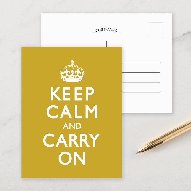 Mustard Yellow Keep Calm and Carry On Postcard (Creator Uploaded)