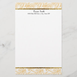 Mustard Yellow Leaves and Gold Custom Stationery