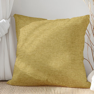 Mustard Yellow Linen Texture Throw Pillow