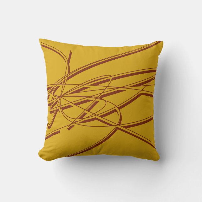 Mustard Yellow Modern Abstract Throw Pillow (Front)