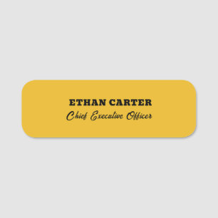 Mustard Yellow Modern Minimal Stylish Identity Name Tag