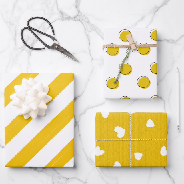 Mustard Yellow Modern Trendy Wrapping Paper Sheet (Front)