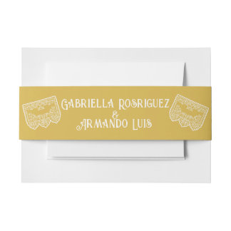 Mustard Yellow Modern Wedding Belly Band Invitation Belly Band